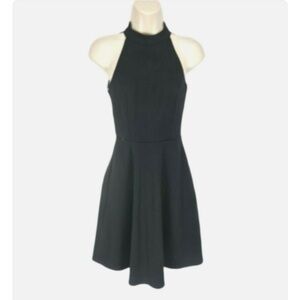 Aqua Black Halter Mini Dress